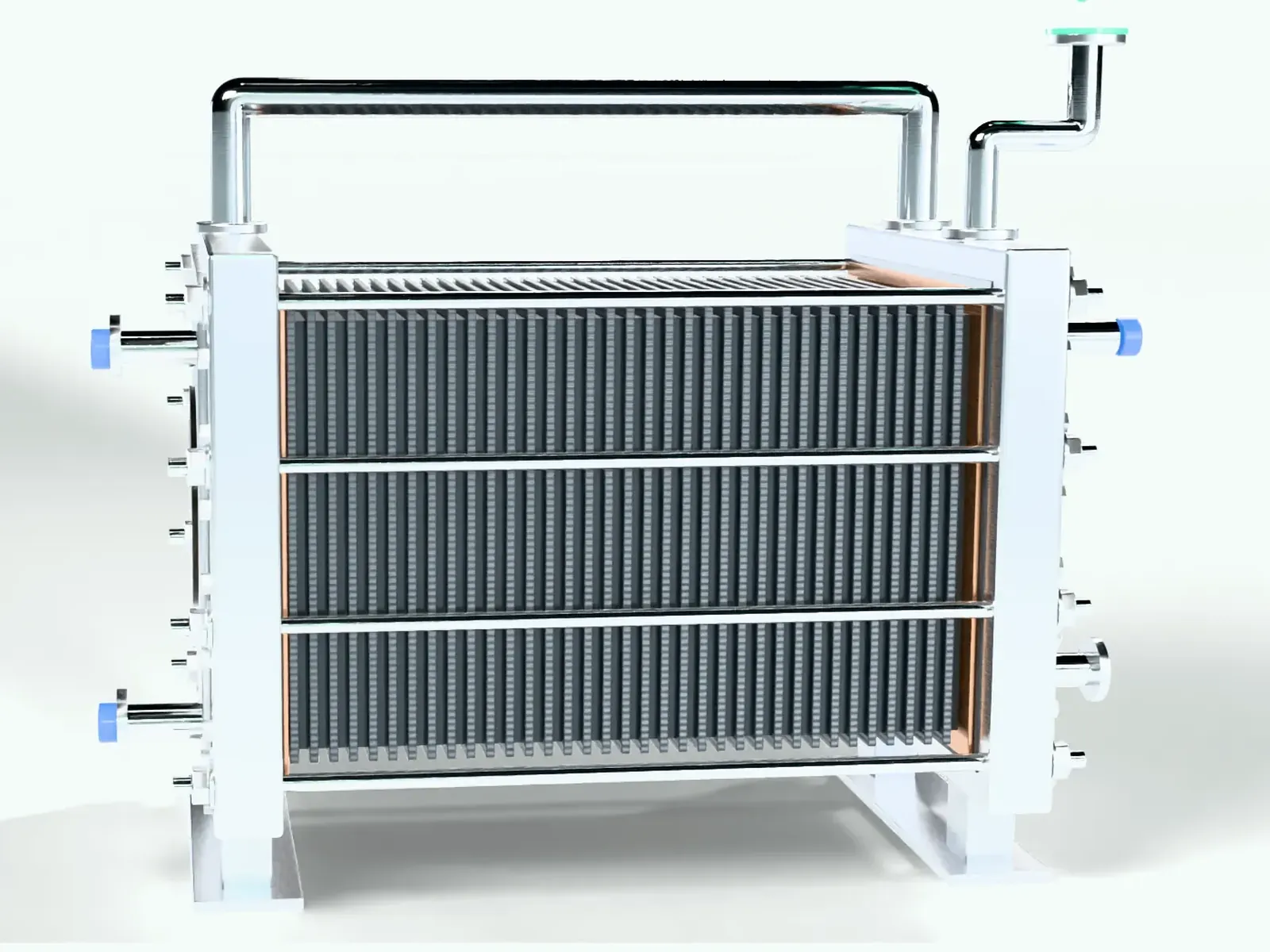 Illustrative render of a PEM electrolyser stack, assembled.