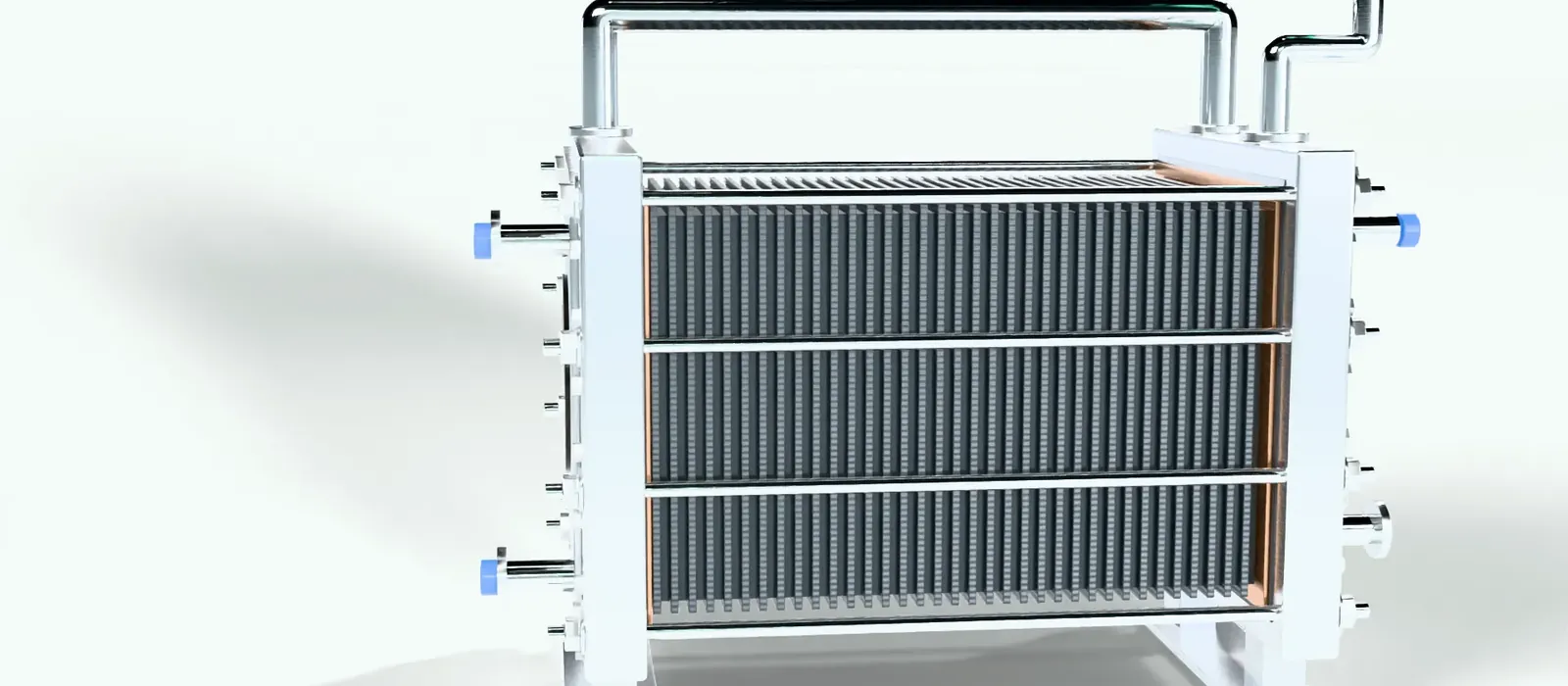 Illustrative render of a PEM electrolyser stack, assembled.